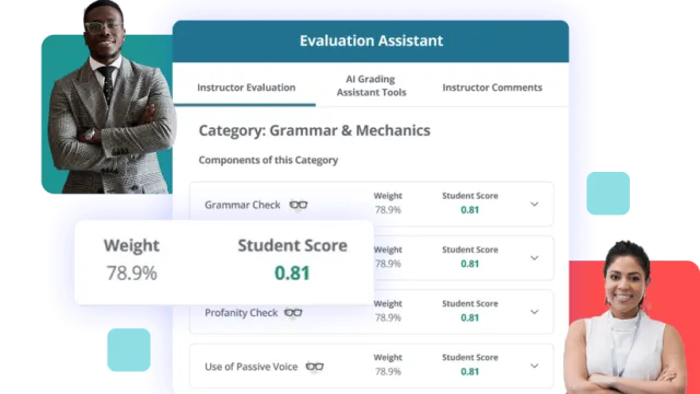 A college professor in a small group seminar setting, representing the time saved by using Packback's AI to automate routine grading and feedback.
