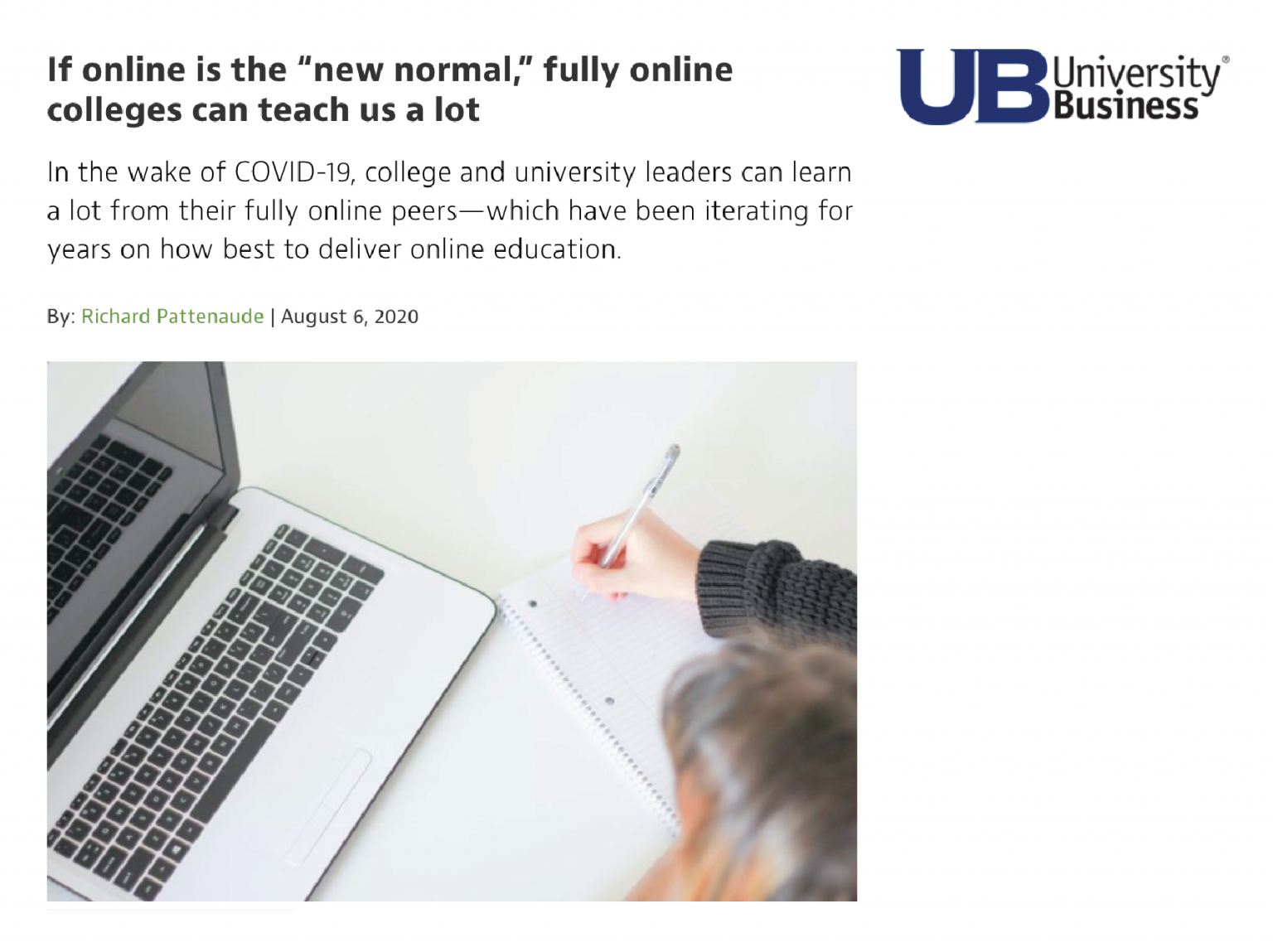 UB-Rich-Cover Screenshot of article from University Business
