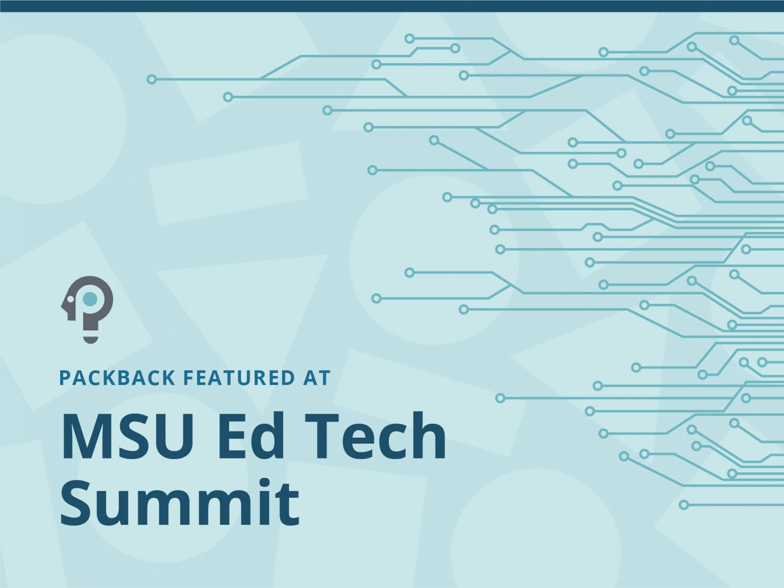 packback_blog_msu_edtech_01 packback logo with blue text reading "Packback featured at MSU ed tech summit" with technology graphics