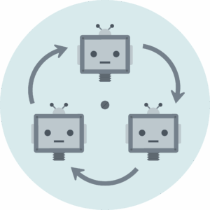 An illustration of the "Dead Education Theory" showing three robots in a circular loop. This visual represents a broken academic cycle where AI writes assignments, AI completes them, and AI evaluates them, with no human thought involved.